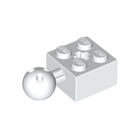 White Technic, Brick Modified 2 x 2 with Ball Joint and Axle Hole with 6 Holes in Ball
