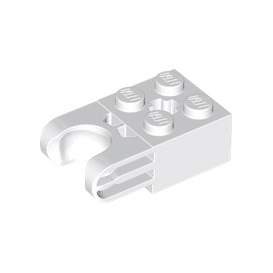 White Technic, Brick Modified 2 x 2 with Ball Socket and Axle Hole - Straight Forks with Round Ends and Closed Sides