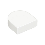 White Tile, Round 1 x 1 Half Circle Extended