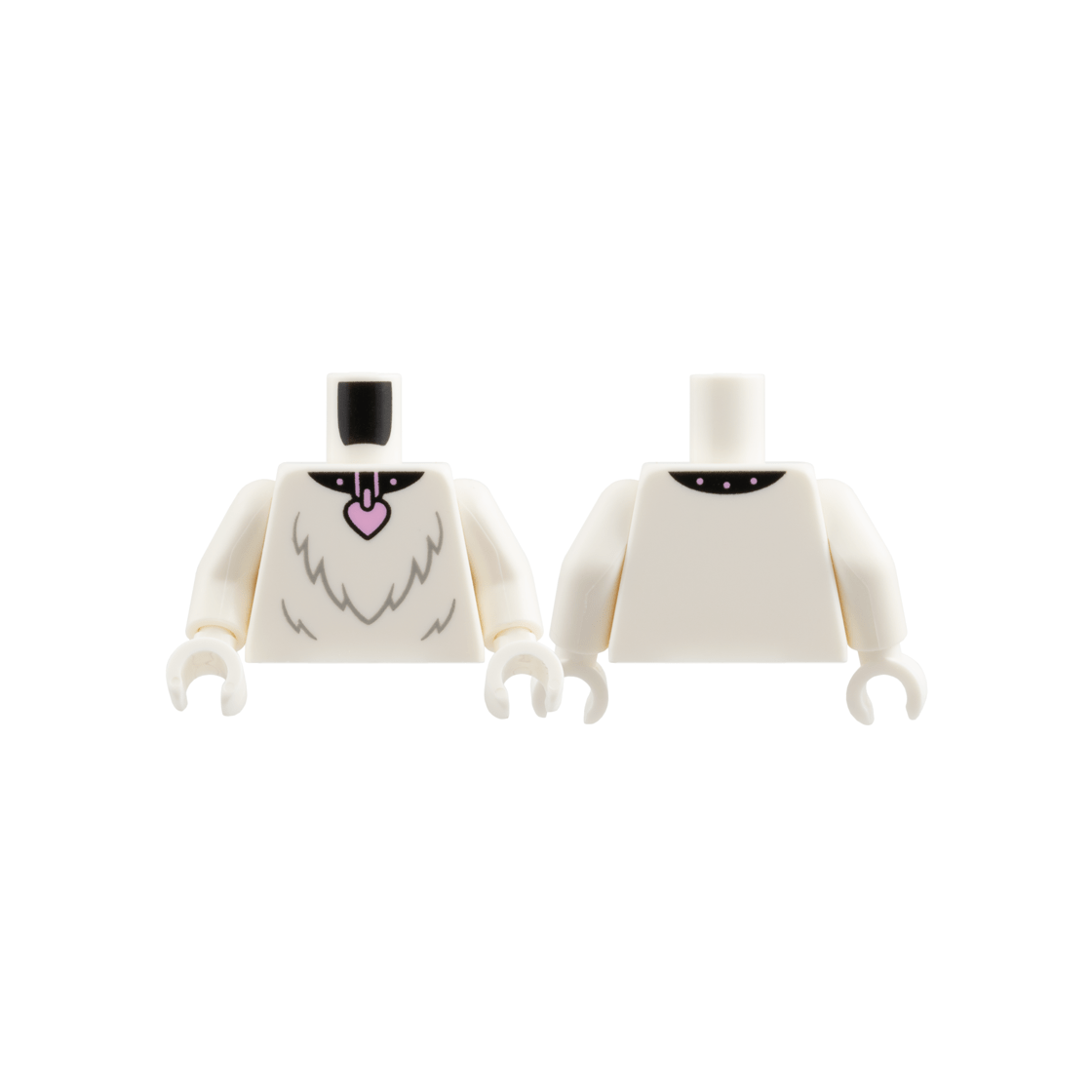 White Torso Black Collar, Bright Pink Studs and Heart Tag, Light Bluish Gray Fur Pattern / White Arms / White Hands
