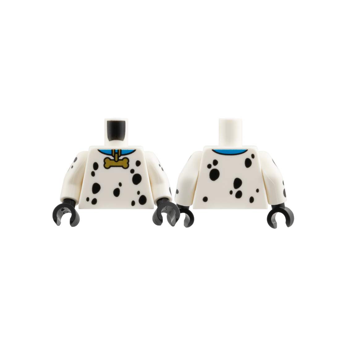 White Torso Blue Collar with Gold Bone Tag, Black Spots Pattern / White Arms with Black Spots Pattern / Black Hands