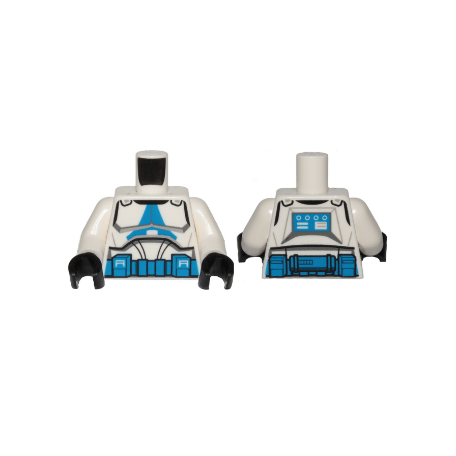 White Torso SW Armor Clone Trooper with Blue 501st Legion Markings and Belt Pattern Clone Wars / White Arms / Black Hands
