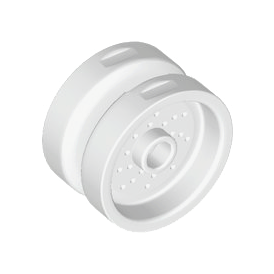 White Wheel 18mm D. x 12mm with Pin Hole and Stud, Dotted Brake Rotor Lines
