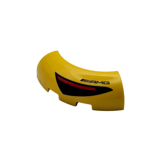 Yellow Brick, Round Corner 3 x 3 without Studs with Black and Red Taillight and AMG Logo Pattern
