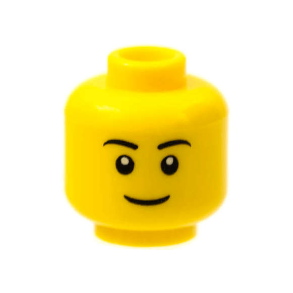 Yellow Minifigure, Head Black Eyebrows, Thin Grin, Black Eyes with White Pupils Pattern