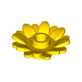 Yellow Plant Flower 2 x 2 Round with 16 Petals Sunflower with Open Stud