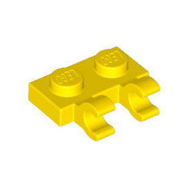Yellow Plate, Modified 1 x 2 with 2 Open O Clips Horizontal Grip