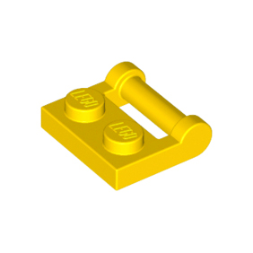 Yellow Plate, Modified 1 x 2 with Bar Handle on Side - Closed Ends