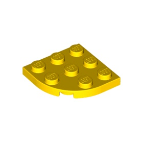 Yellow Plate, Round Corner 3 x 3