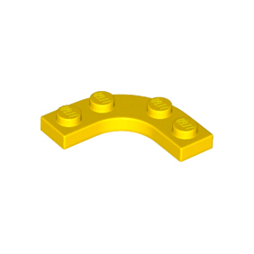 Yellow Plate, Round Corner 3 x 3 with 2 x 2 Curved Cutout
