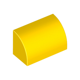 Yellow Slope, Curved 1 x 2 with Bottom Stud Holder