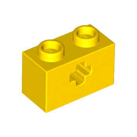 Yellow Technic, Brick 1 x 2 with Axle Hole
