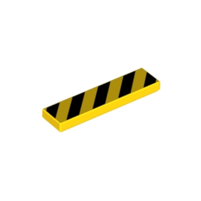 Yellow Tile 1 x 4 with 5 Black Danger Stripes No Black Corners Pattern
