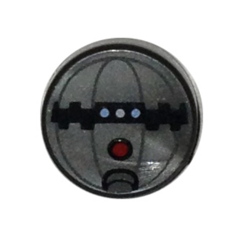 Flat Silver Tile, Round 1 x 1 with SW Thermal Detonator with Red Button Pattern