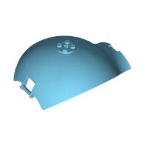 Medium Azure Panel 10 x 4 x 13 Curved Tapered with Bar Handle at Each End, 4 Studs On Side