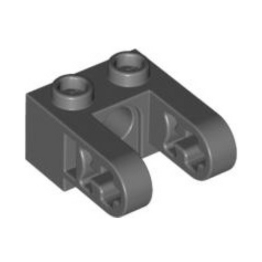Dark Bluish Gray Technic, Brick Modified 1 x 2 with Hole and Dual Liftarm Extensions