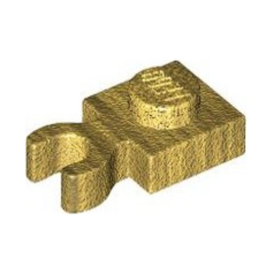 Pearl Gold Plate, Modified 1 x 1 with Open O Clip Thick (Vertical Grip)