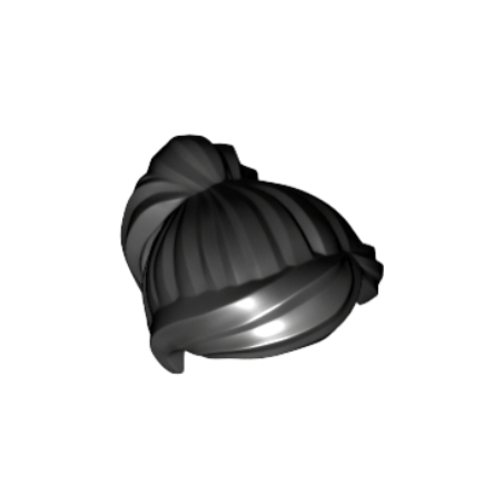 Black Minifigure, Hair Female Ponytail and Swept Sideways Fringe