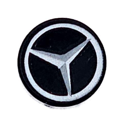 Black Tile, Round 1 x 1 with Dark Silver and Silver Mercedes-AMG Logo Pattern