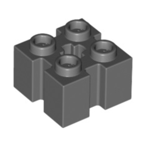 Dark Bluish Gray Brick, Modified 2 x 2 with Channels and Axle Hole