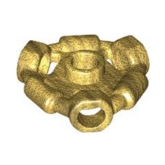 Pearl Gold Minifigure, Weapon Holder Ring with 3 Bars and 3 Bar Holes (Ninjago Aeroblade Center) - Open Stud