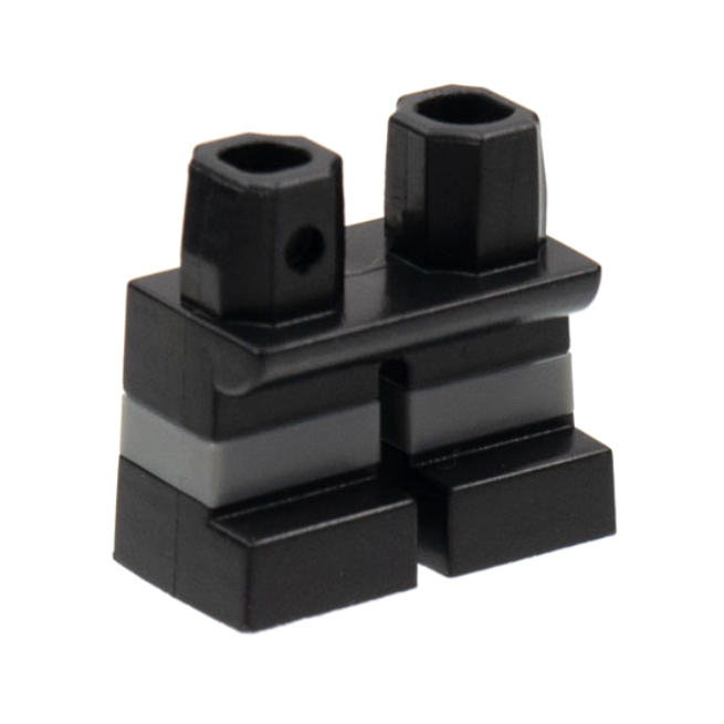 Black Legs Short with Molded Horizontal Dark Bluish Gray Stripes  Pattern