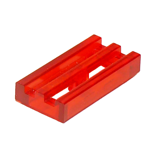 Trans-Red Tile, Modified 1 x 2 Grille with Bottom Groove