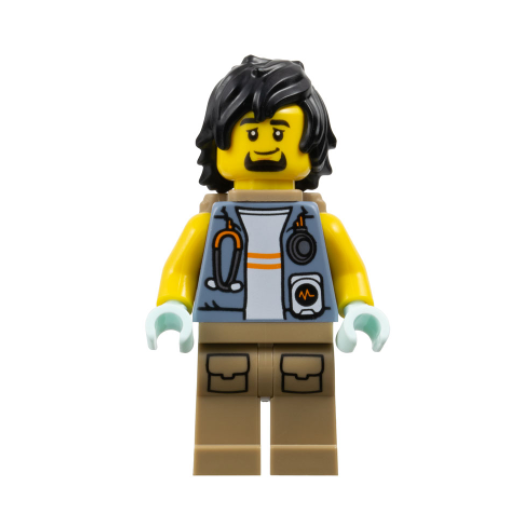 cty1780 City Jungle Explorer - Sand Blue Jacket, Stethoscope, Dark Tan Legs, Black Hair, Backpack