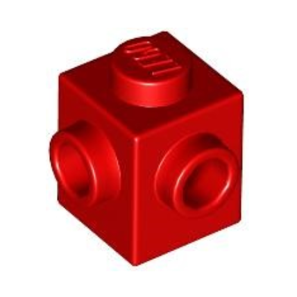 Red Brick, Modified 1 x 1 with Studs on 2 Sides, Adjacent