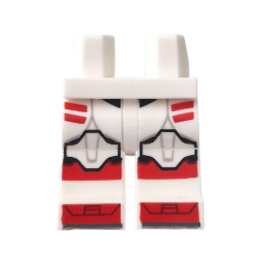 White Hips and Legs with SW Clone Trooper Armor with Knee Pads, Red Stripes and Shoe Tips Pattern