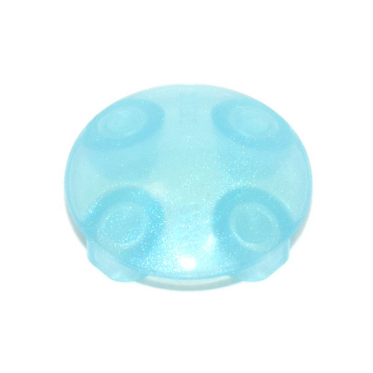 Satin Trans-Light Blue Plate, Round 2 x 2 with Rounded Bottom (Boat Stud)