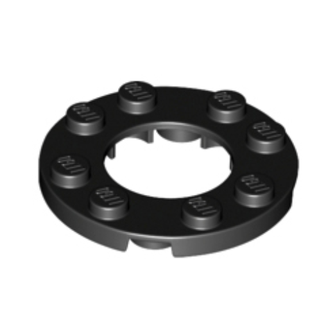 Black Plate, Round 4 x 4 with 2 x 2 Round Open Center
