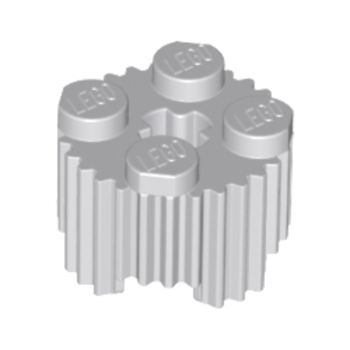 Light Bluish Gray Brick, Round 2 x 2 with Axle Hole and Grille / Fluted Profile