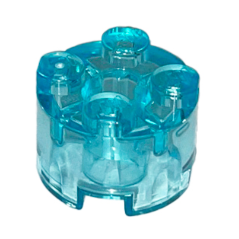 Trans-Light Blue Brick, Round 2 x 2 with Axle Hole