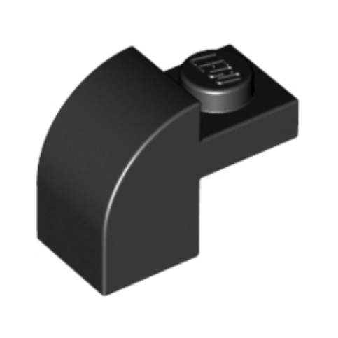 Black Slope, Curved 2 x 1 x 1 1/3 with Recessed Stud