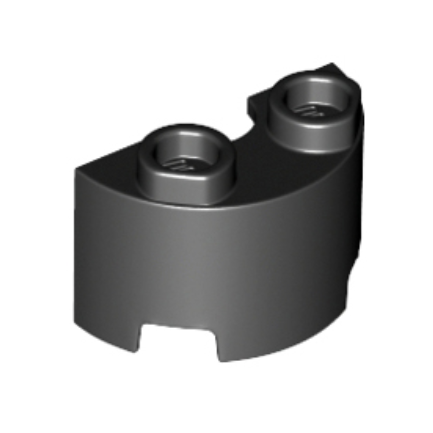 Black Cylinder Half 1 x 2 x 1