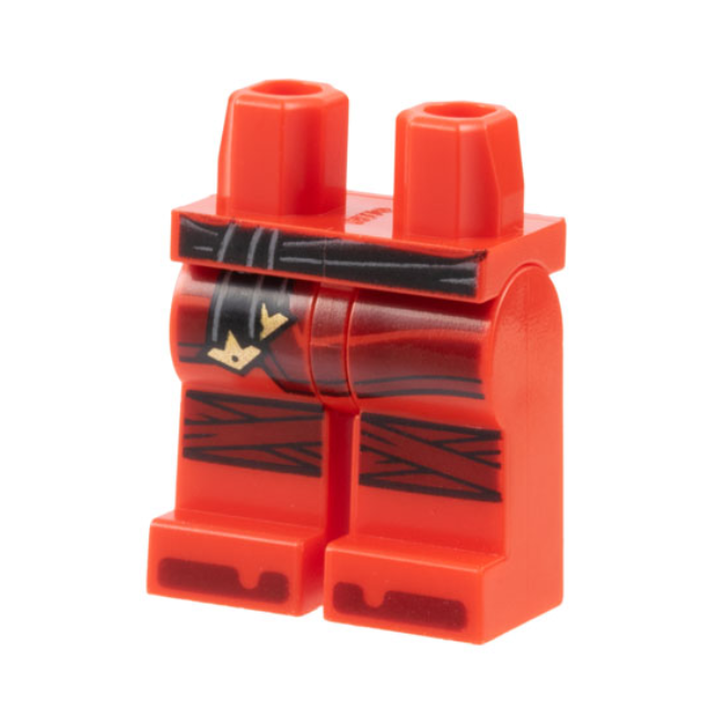 Red Hips and Legs with Black Sash with Gold Ends, Dark Red Skirt, Knee Wrappings, and Toes Pattern