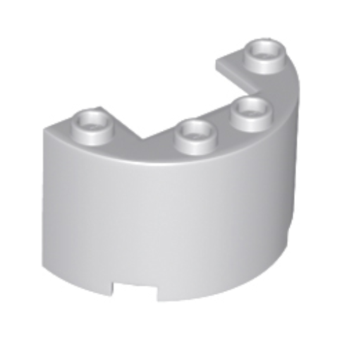 Light Bluish Gray Cylinder Half 2 x 4 x 2 with 1 x 2 Cutout