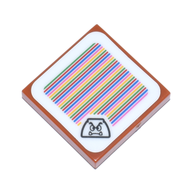 Dark Orange Tile 2 x 2 with Super Mario Scanner Code Goomba Pattern (Sticker) - Sets 71360 / 71365 / 71367 / 71368 / 71377 / 71380 / 71383 / 71391 / 71404 / 71408 / 71412 / 71415 / 71418 / 71427 / 71430 / 71433 / 71437 / 71439