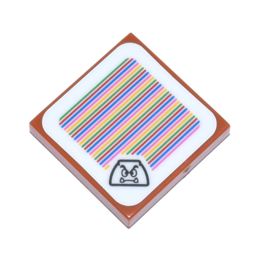 Dark Orange Tile 2 x 2 with Super Mario Scanner Code Goomba Pattern (Sticker) - Sets 71360 / 71365 / 71367 / 71368 / 71377 / 71380 / 71383 / 71391 / 71404 / 71408 / 71412 / 71415 / 71418 / 71427 / 71430 / 71433 / 71437 / 71439