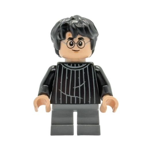 hp538 Harry Potter - Black Striped Sweater, Dark Bluish Gray Short Legs