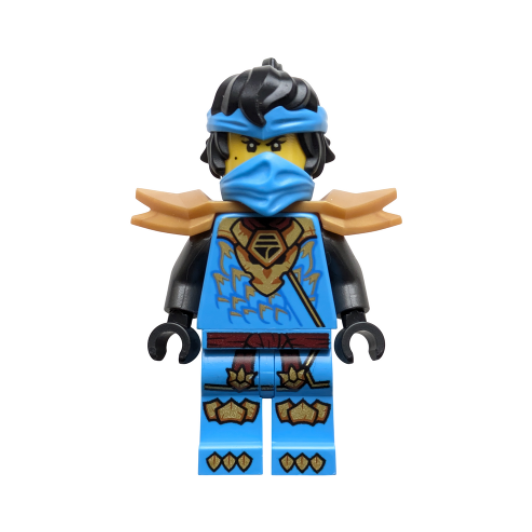 njo1036 Nya - Dragons Rising, Tunic with Dragon Head, Hair, Wide Pearl Gold Shoulder Armor